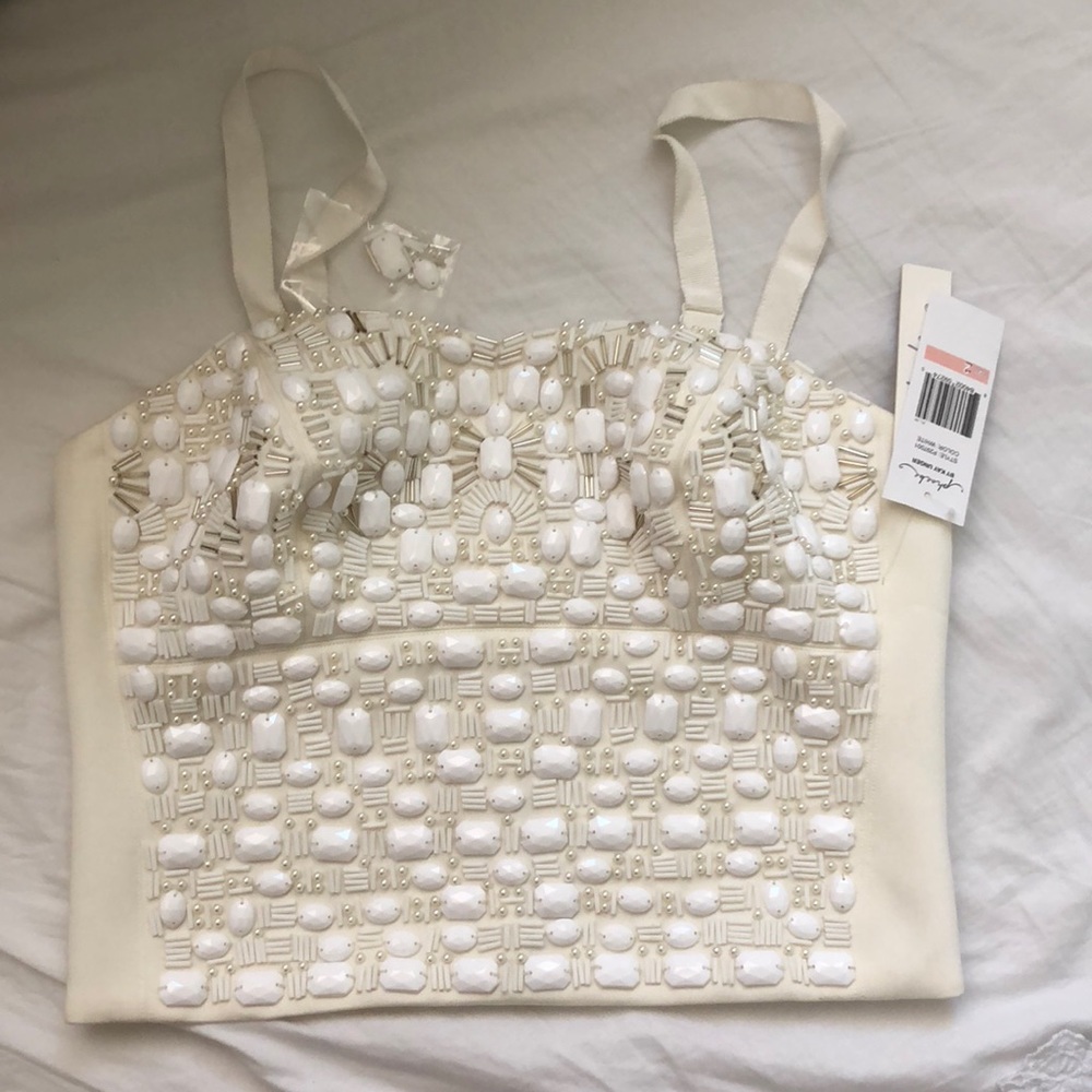 White Phoebe Couture beaded bustier